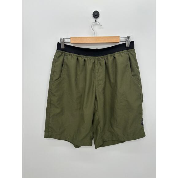 Prana Mens Green Breathe Shorts Size M Pull On Stretch Workout Gym Training - Picture 1 of 6